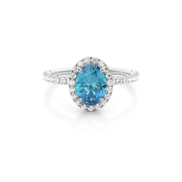 Prong Setting Oval Blue Topaz Side Stone Ring