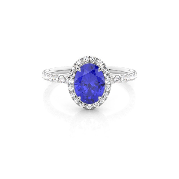 Prong Setting Oval Tanzanite Side Stone Ring