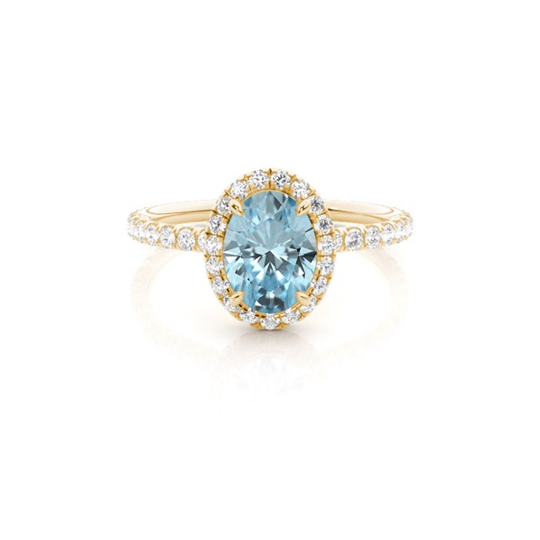 Prong Setting Oval Aquamarine Side Stone Ring