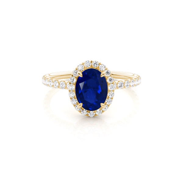 Prong Setting Oval Blue Sapphire Side Stone Ring