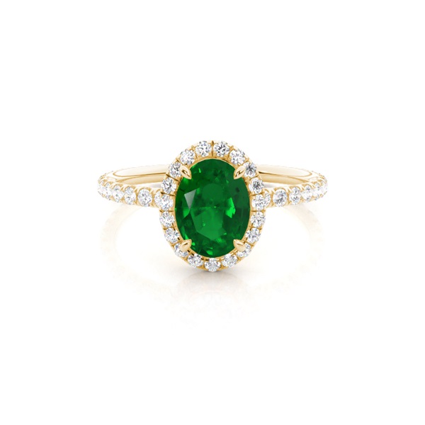 Prong Setting Oval Emerald Side Stone Ring