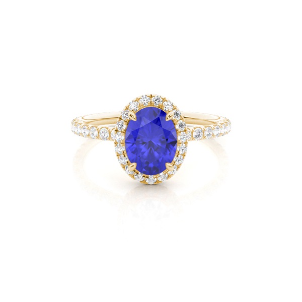 Prong Setting Oval Tanzanite Side Stone Ring