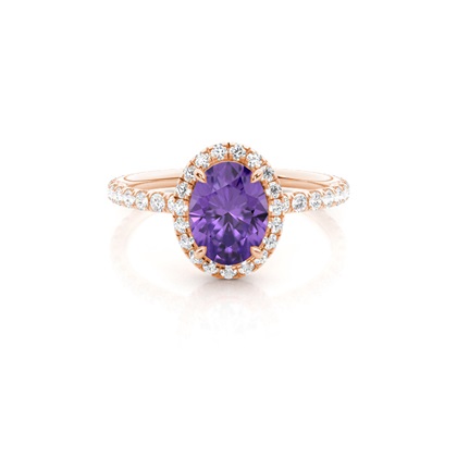 Prong Setting Oval Amethyst Side Stone Ring
