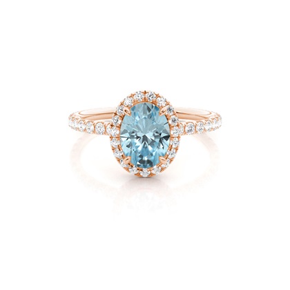 Prong Setting Oval Aquamarine Side Stone Ring