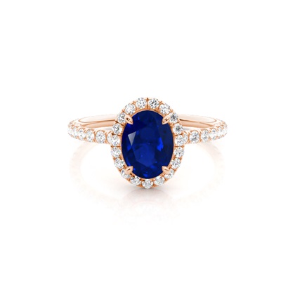 Prong Setting Oval Blue Sapphire Side Stone Ring