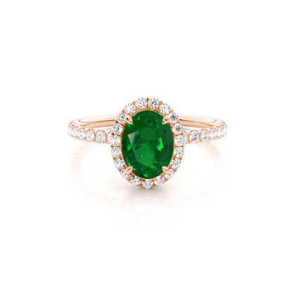 Prong Setting Oval Emerald Side Stone Ring