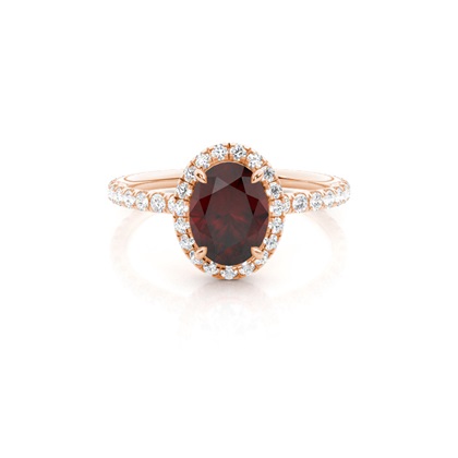 Prong Setting Oval Garnet Side Stone Ring