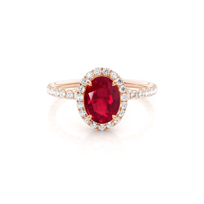 Prong Setting Oval Ruby Side Stone Ring