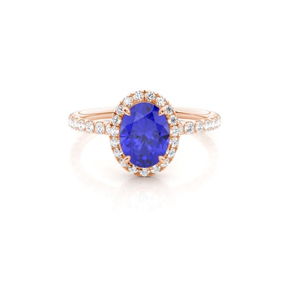 Prong Setting Oval Tanzanite Side Stone Ring