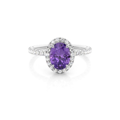 Prong Setting Oval Amethyst Side Stone Ring