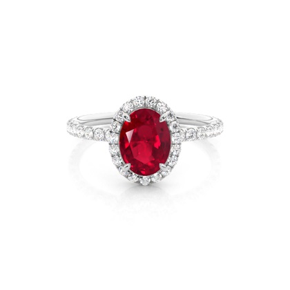 Prong Setting Oval Ruby Side Stone Ring