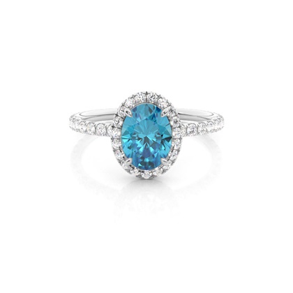 Prong Setting Oval Blue Topaz Side Stone Ring