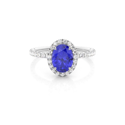 Prong Setting Oval Tanzanite Side Stone Ring