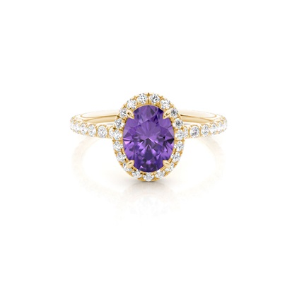 Prong Setting Oval Amethyst Side Stone Ring