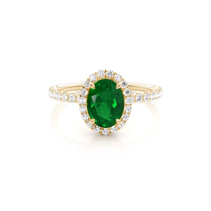 Prong Setting Oval Emerald Side Stone Ring