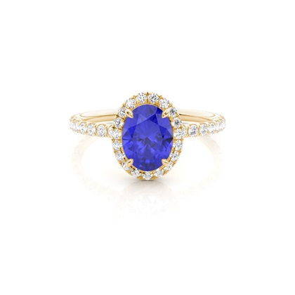 Prong Setting Oval Tanzanite Side Stone Ring