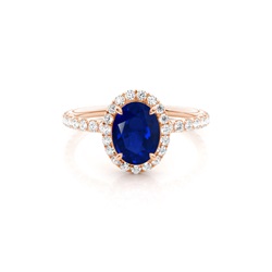 Prong Setting Oval Blue Sapphire Side Stone Ring