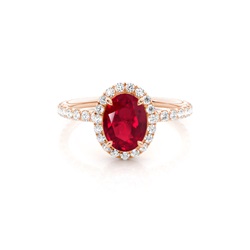 Prong Setting Oval Ruby Side Stone Ring
