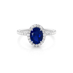 Prong Setting Oval Blue Sapphire Side Stone Ring