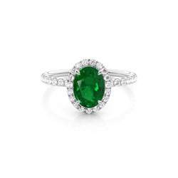 Prong Setting Oval Emerald Side Stone Ring