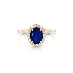 Prong Setting Oval Blue Sapphire Side Stone Ring