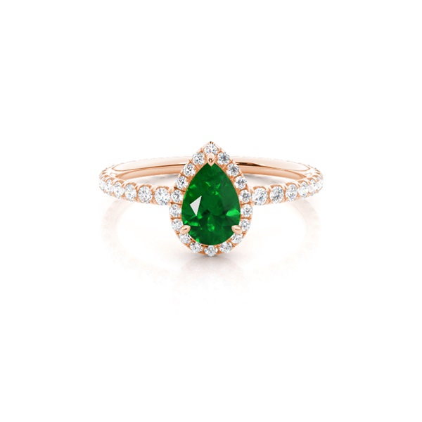 Prong Setting Pear Emerald Side Stone Ring