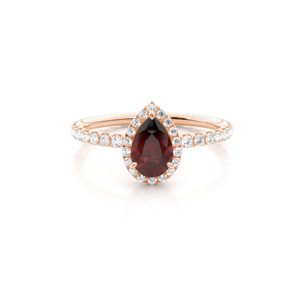 Prong Setting Pear Garnet Side Stone Ring