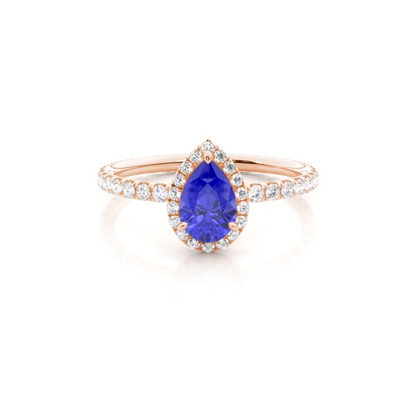 Prong Setting Pear Tanzanite Side Stone Ring