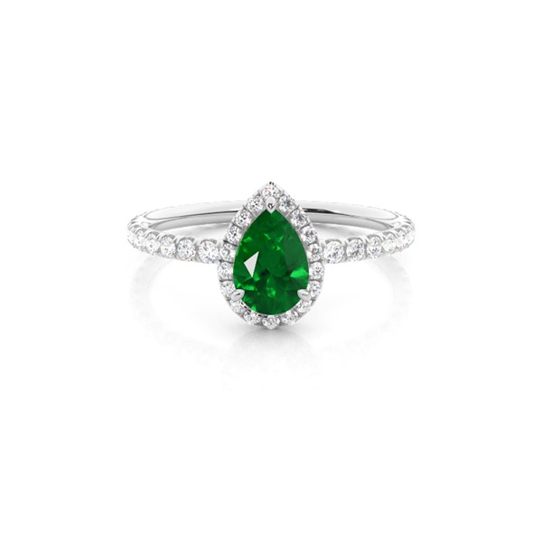Prong Setting Pear Emerald Side Stone Ring