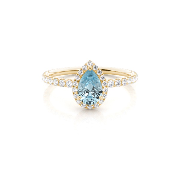 Prong Setting Pear Aquamarine Side Stone Ring