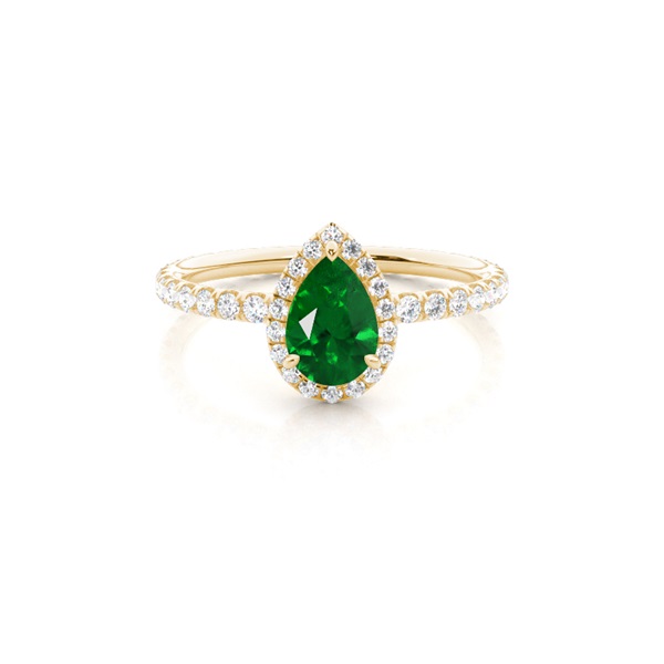 Prong Setting Pear Emerald Side Stone Ring