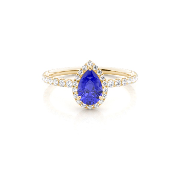 Prong Setting Pear Tanzanite Side Stone Ring
