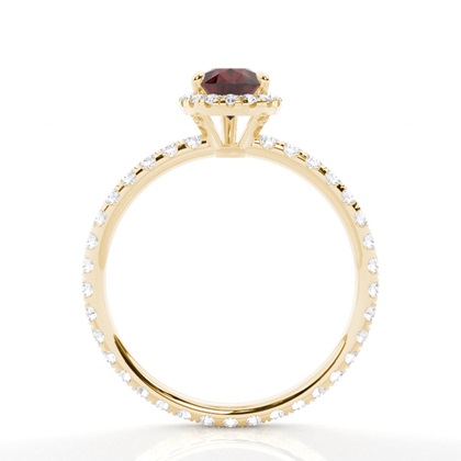 Tropfenförmiger Granat Ring mit Seitensteinen in einer Krappenfassung