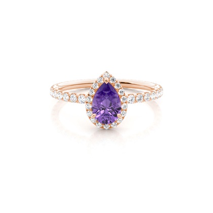 Prong Setting Pear Amethyst Side Stone Ring
