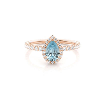 Prong Setting Pear Aquamarine Side Stone Ring