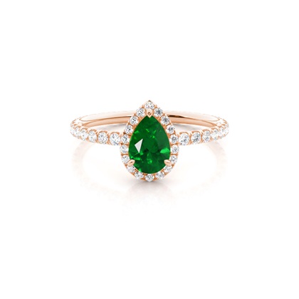Prong Setting Pear Emerald Side Stone Ring
