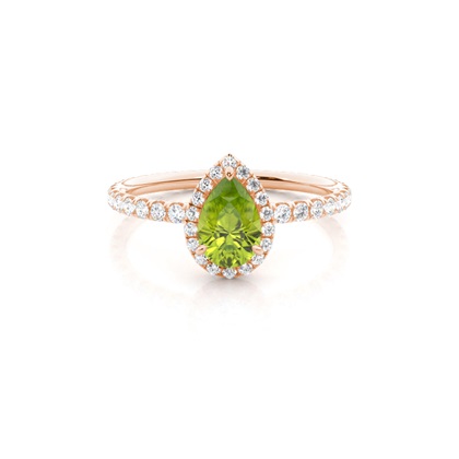 Prong Setting Pear Peridot Side Stone Ring