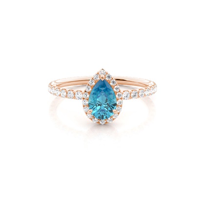 Prong Setting Pear Blue Topaz Side Stone Ring