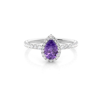 Prong Setting Pear Amethyst Side Stone Ring
