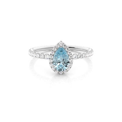Prong Setting Pear Aquamarine Side Stone Ring