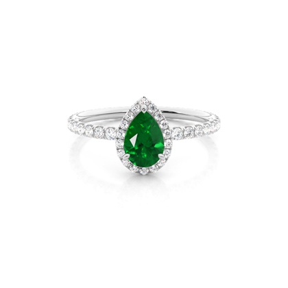 Prong Setting Pear Emerald Side Stone Ring