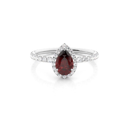 Prong Setting Pear Garnet Side Stone Ring