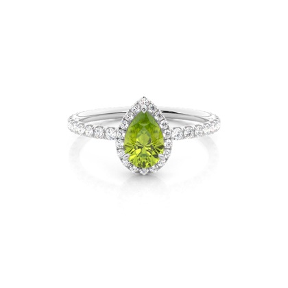 Prong Setting Pear Peridot Side Stone Ring