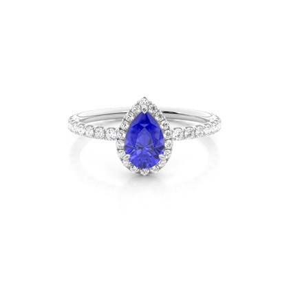 Prong Setting Pear Tanzanite Side Stone Ring
