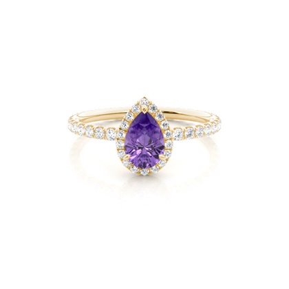 Prong Setting Pear Amethyst Side Stone Ring