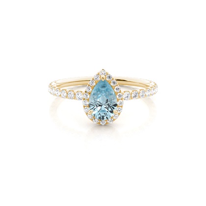 Prong Setting Pear Aquamarine Side Stone Ring