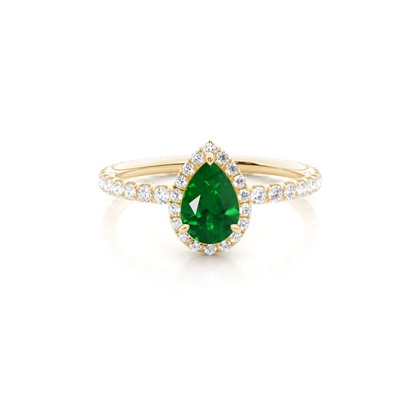Prong Setting Pear Emerald Side Stone Ring