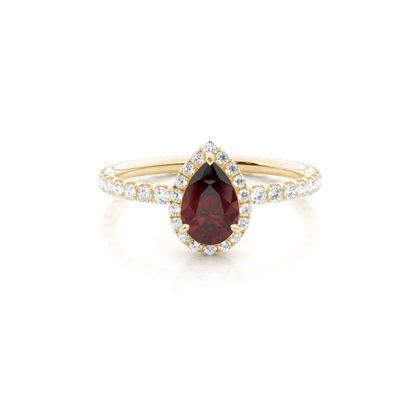 Prong Setting Pear Garnet Side Stone Ring