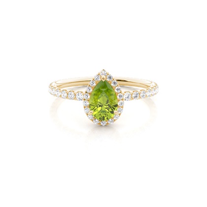 Prong Setting Pear Peridot Side Stone Ring
