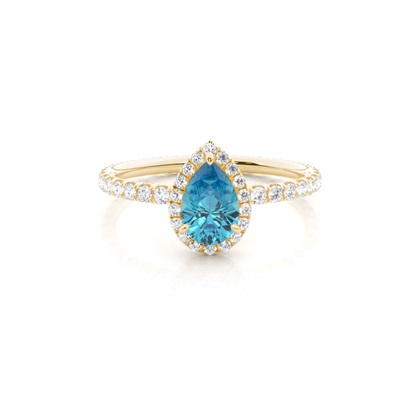 Prong Setting Pear Blue Topaz Side Stone Ring